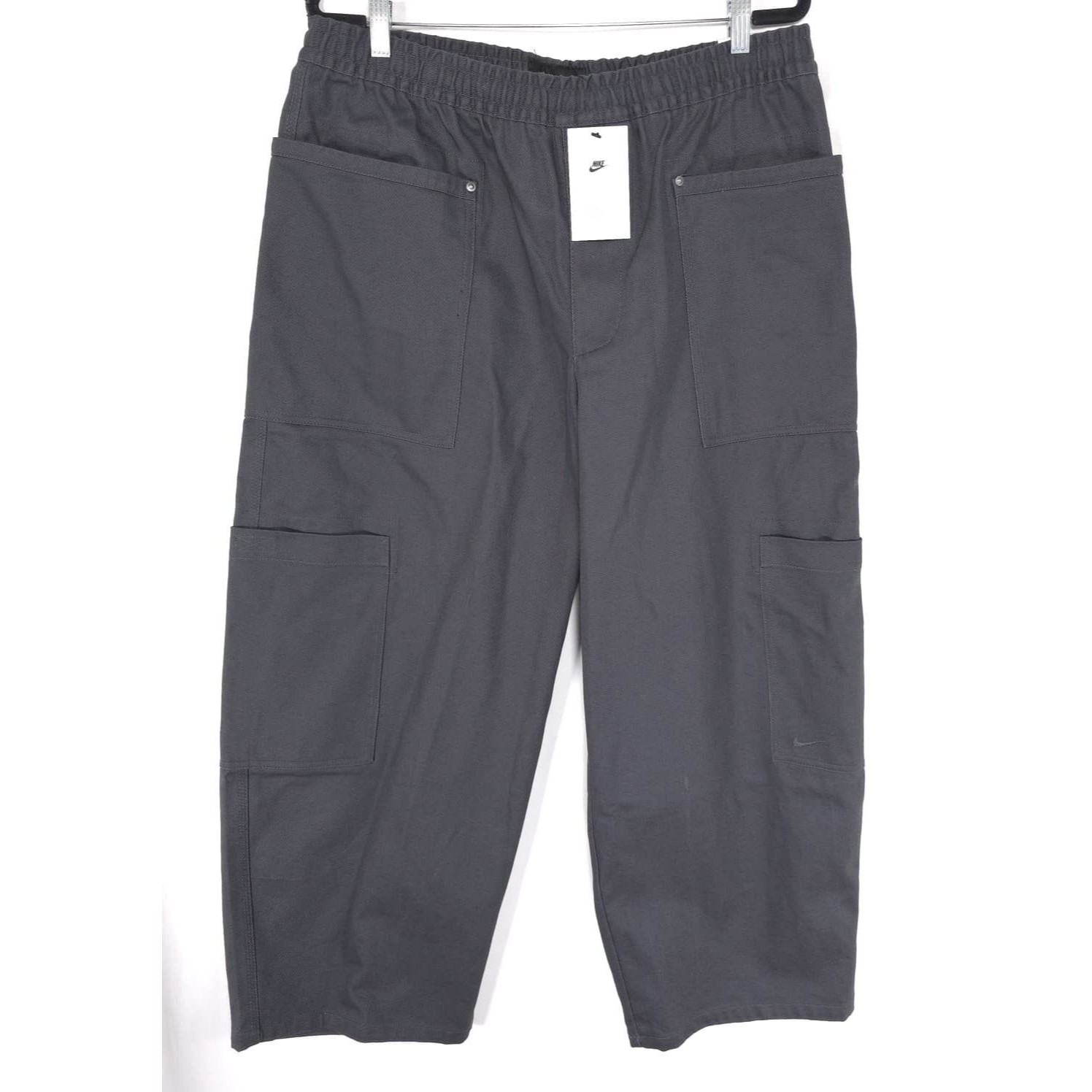Nike Mens New Pants Gray Large Loose Straight Leg Regular 100% Cotton Hj0643-060